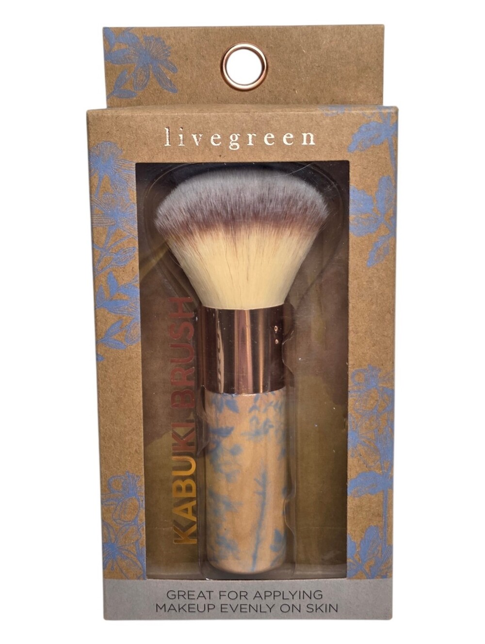 Livegreen Kabuki Brush Short Wood Powder Makeup Application Tool New In Box
